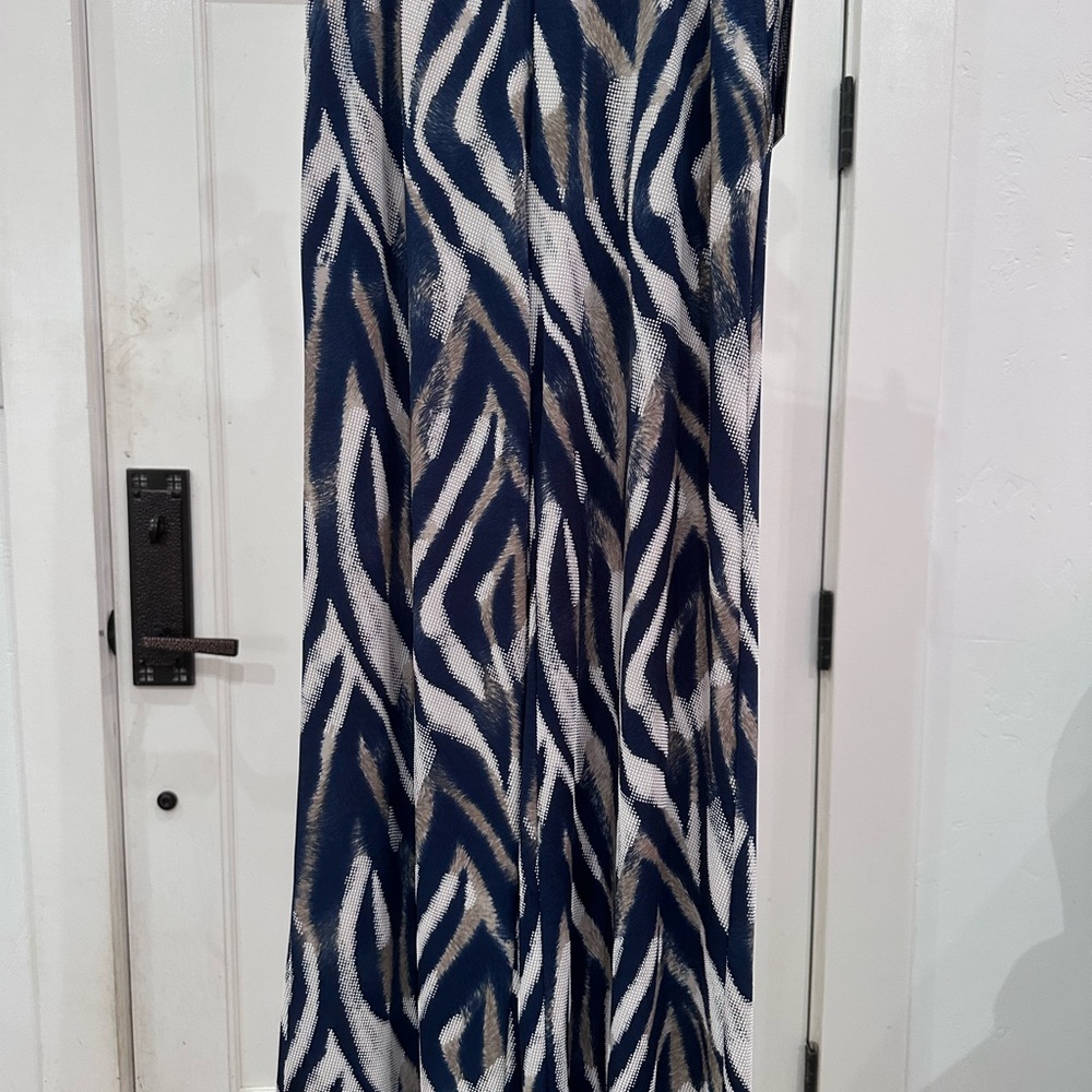 CLARA SUNWOO Navy and White Maxi Skirt